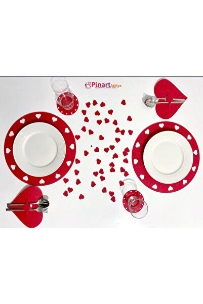 Pinartatolye Özel Günleriniz İçin 2 Kişilik Kalpli Supla - Amerikan Servis (6 PARÇA) set Pinartatölye
