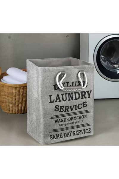 SyaMAG Foldable Laundry Basket With Handles, Grey, 45 L, 32x32x45 Cm