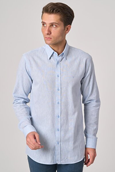 White Stone White Stone 2025-Y G2532 Linen Shirt Blue