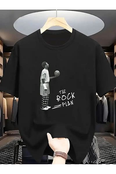 MANCY Unisex the Rock Plan Printed Oversize 100% Cotton T-Shirt