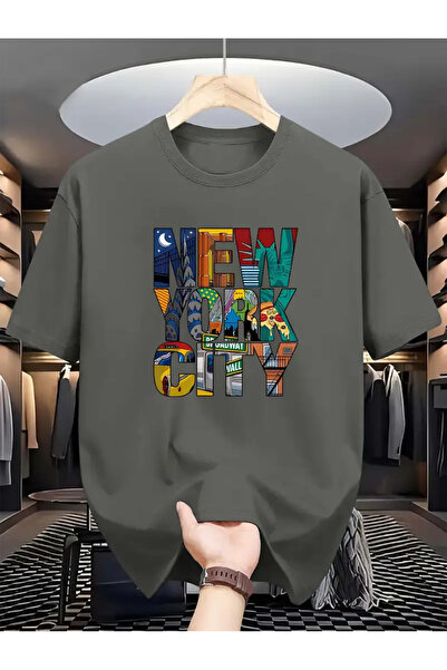 MANCY Μπλουζάκι μεγάλου μεγέθους Unisex NY City με στάμπα Oversize