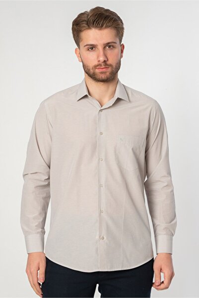 White Stone Gri Regular Fit Normal Kalıp Kolay Ütülenen Cepli Pamuklu Gömlek