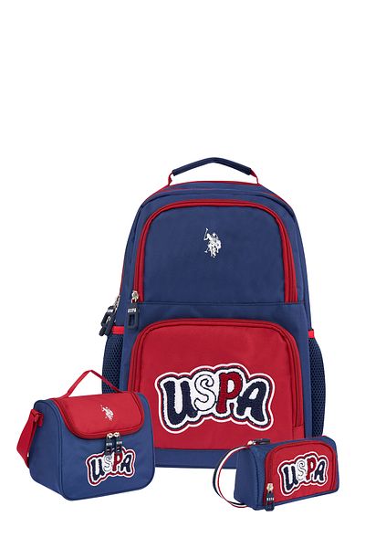 U.S. Polo Assn. 25014 3-Pack Primary School Middle School Bag Lunch Box Pen Holder Dark Blue