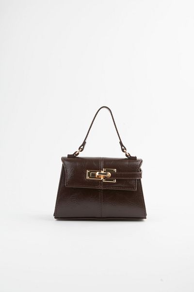 Vivaq Women's Narcissus Bitter Brown Design Lock Snap Closure Faux Leather Lined Handbag and Shoulder Bag