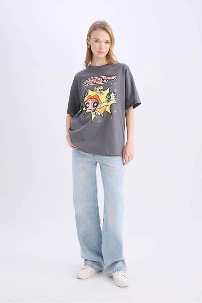DeFacto Tricou pentru femei Powerpuff Girls Antracit Oversize - D9111ax/ar58