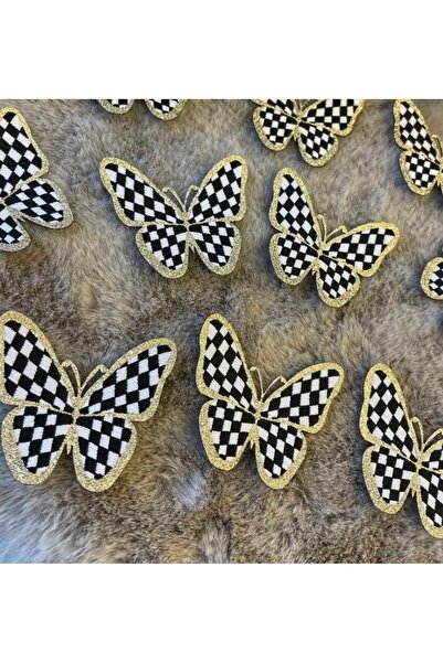 Marrone Damalı Kelebek Simli 3 adet Arma Stecker