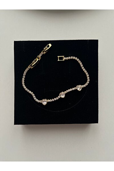 Alya Jewelry Çelik Gold Kalpli Su Yolu Bileklik