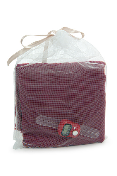 semazen 5 Pieces Tulle Pouch Cotton Mevlüt Cover and Zikirmatik Counter Set Claret Red