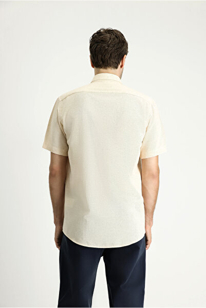 Kiğılı Kısa Kol Regular Fit Desenli Spor Pamuklu Gömlek