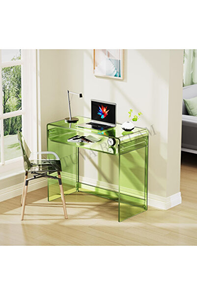 TUVA REKLAM Şeffaf Akrilik Pleksi Yeni Nesil Çalışma Masası Sehpa Dresuar Konsol Ev Ofis (Çoklu Renk Seçenekli)