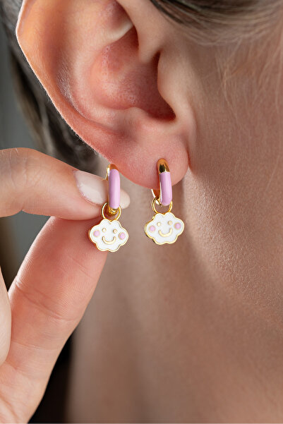 Silvano Jewelry 925 Ayar Gümüş Mineli Bulut Çocuk Küpesi