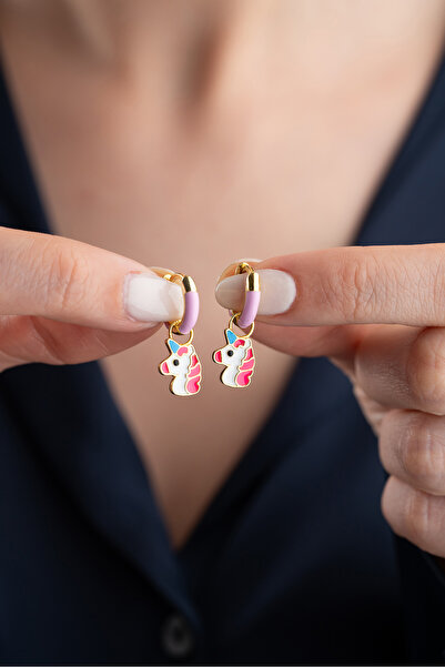 Silvano Jewelry 925 Ayar Gümüş Unicorn Çocuk Küpesi