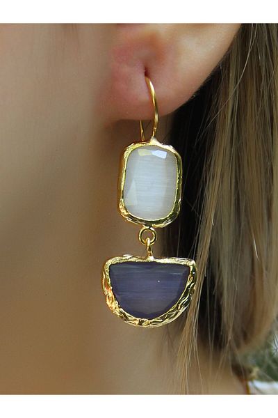 esha Double Model Cat's Eye Glass Hanging Women's Earrings Euku26L