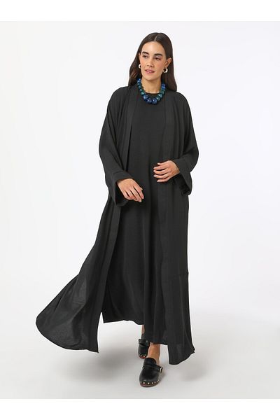 Refka Aerobin Dress&Ferace Double Set - Black- Refka