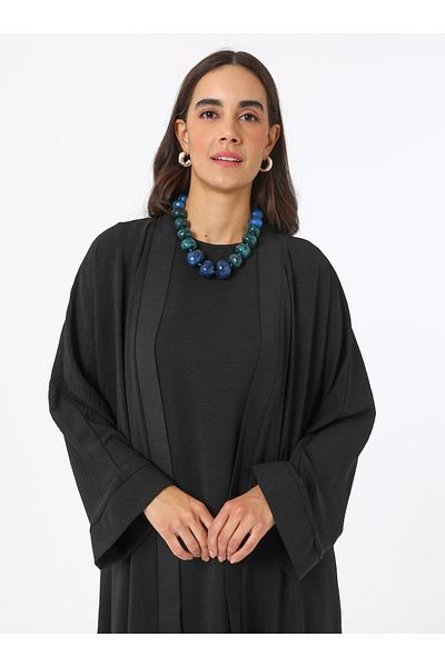 Refka Aerobin Dress&Ferace Double Set - Black- Refka