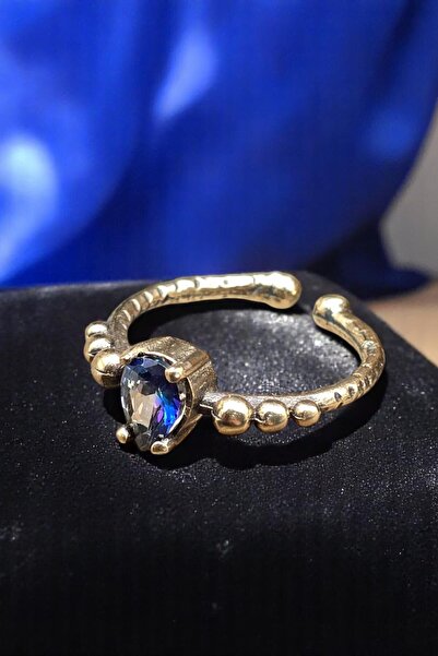 NBS Beautiful Naturel Stones Bakır Yüzük Mistik Kristalli Ayarlanabilir Zarif Antik Trend Moda ( Hediyelik , Günlük , Özel Günler