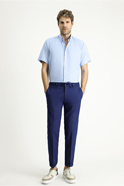 Kiğılı Kısa Kol Regular Fit Desenli Pamuklu Kolay Ütülenebilir Düğmeli Yaka Gömlek