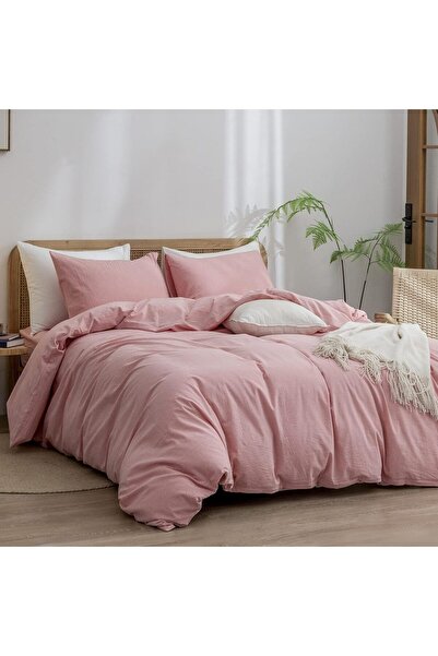 Sheri Home Tekstil Pure Gül Kurusu Çift Kişilik Nevresim Seti(YORGAN KILIFI 2 Lİ YASTIK KILIFI) %100 Pamukmürdüm