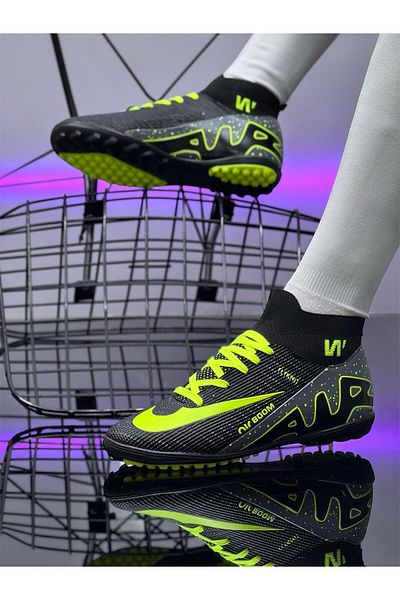 QUNDIR Boys, Adults Astroturf / Turf Field Lace-Up Flexible Sock Cleats, Astroturf Shoes