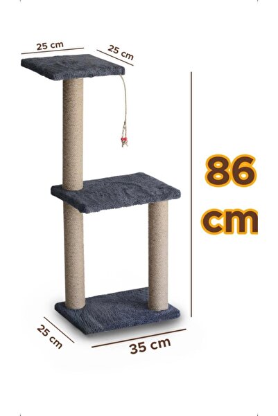 ATA PET Two-Tiered Grey Cat Scratching Post, 86cm, Durable and Stylish Design