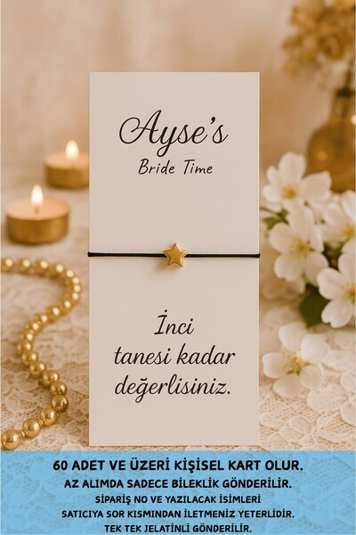 Emtory Home 20 Adet Gold Yıldız Bileklik - Kına Hediyesi - Kurumsal Hediye - Nikah Hediyesi - Mevlid Hediye