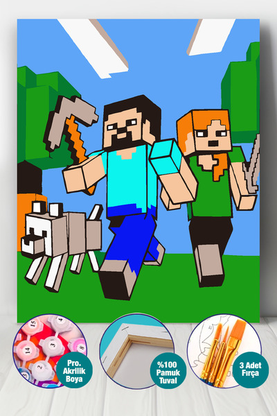 Picasso World Hobby Art Çocuk Sayılarla Boyama Numaralı Tuval Seti Fırça Boya...