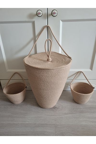 EGE ÖRGÜM Bag Holder Mini Basket Set of 3 Decorative Basket