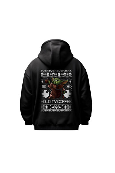 Huw سويت شيرت بغطاء للرأس للجنسين من ستار وورز بيبي يودا هولد ماي كوفي