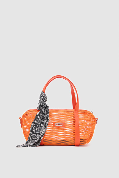 OGGO Breeze Fileli Oranj Fileli Mini El Ve Çapraz Çanta