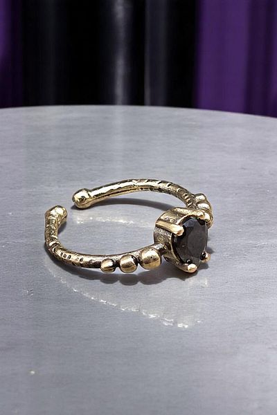 NBS Beautiful Naturel Stones Copper Ring Black Crystal Adjustable Elegant Small Antique Trend (Gift, Daily, Special Day)