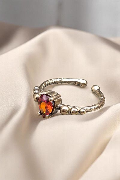 NBS Beautiful Naturel Stones Copper Ring Red Crystal Adjustable Elegant Small Antique Trend (Gift, Daily, Special Day)