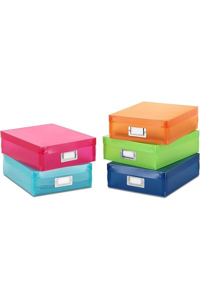 Generic Whitmor Plastic Document Boxes, Set of 5, Multicolor, 5 Count