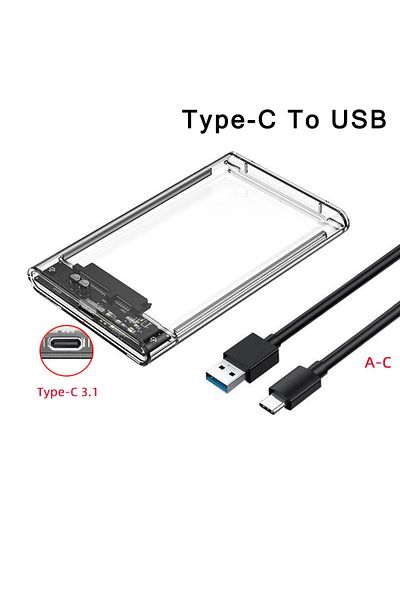 congdi Type C To Usb 3.1 2.5 Inch Usb C Hard Drive Enclosure Usb 3.1 To Sata Iii 6gbps Clear External Hard