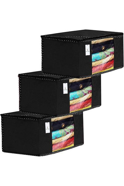 Generic Kuber Industries 3 Piece Non Woven Fabric Clothes Organizer Set With Transparent Window, Extra Larg