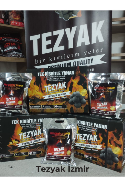 TEZYAK Klasik Tek Kibritle Yanan Yeni Nesil Mangal Kömürü (2 Kg x 10 Paket) 2...