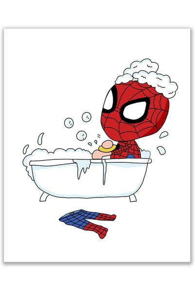 Today Idea Spider-man Bathroom - Set of 4 (8 inches x 10 inches) Wall Art Decor