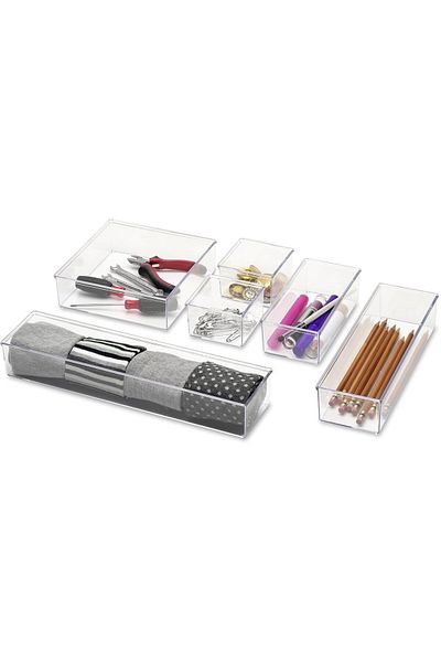 Generic Whitmor Drawer Organizers - Clear - Set of 6