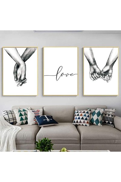 Generic Wall Art Canvas Painting, 3 Pcs Love and Hand in Hand Wall Art Canvas...