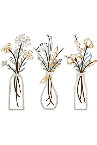 Generic فنون جدارية من الزهور المعدنية، ديكور ريفي بسيط باللون البيج لغرفة ال...