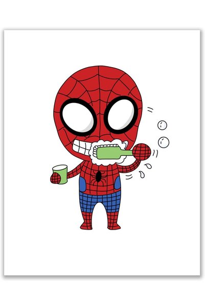 Today Idea Spider-man Bathroom - Set of 4 (8 inches x 10 inches) Wall Art Decor