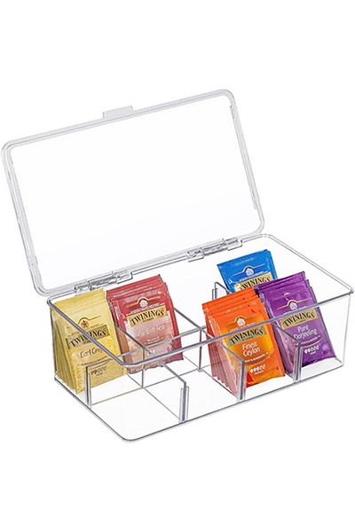 Generic Tazweeq Tea Bag Organizers, Divided Storage Bin Box Kitchen Cabinets, Countertops, Pantry, Hold Cof