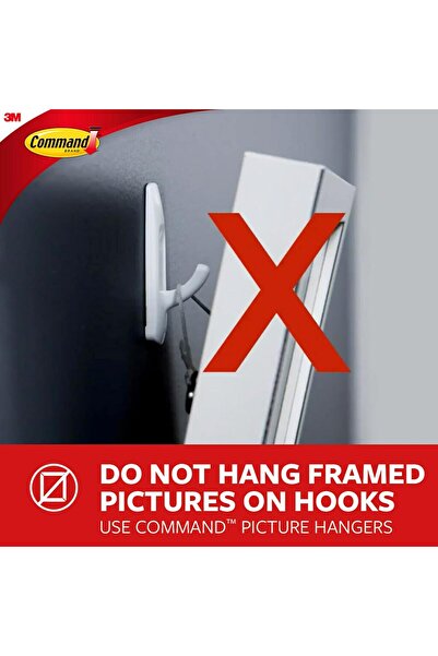 COMMAND Large Double Hook 17036Mb-ES, holds up to 1.8 kg, Matte Black (1 Hook & 2 Strips)