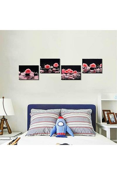 Generic Yxbhhym- Black Art Stone Zen Canvas Wall Art Pink Room Decor Rose Picture Meditation Prints Poster