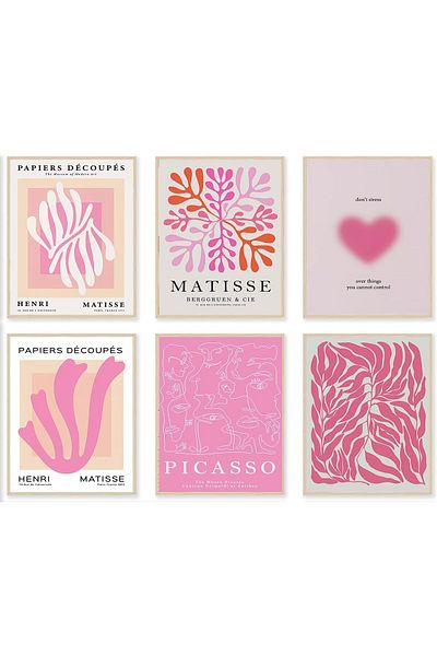 Generic Matisse Wall Art Prints Set of 6, Abstract Matisse Wall Art Exhibition Picasso Posters, Minimalist