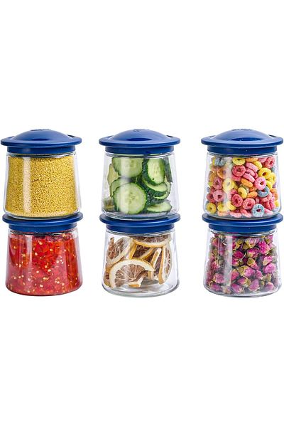 Generic Glass Food Storage Jars with Lids, 450ml, 6-Pack Leak-Proof Small Stackable Kitchen Canisters, Idea