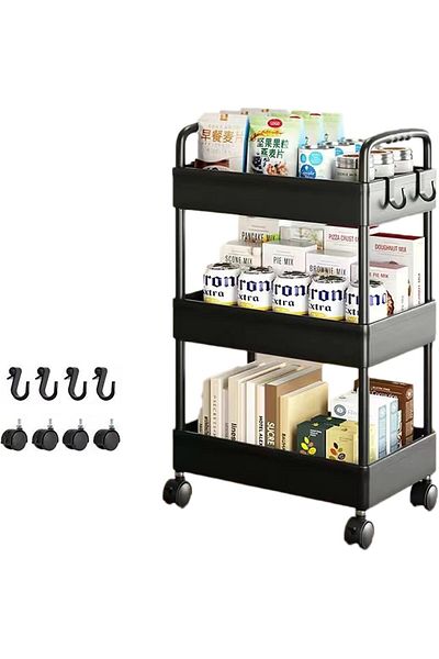 Generic Andanna Rolling Storage Cart 3 Tier Organizer Mobile Shelving Unit Storage Rolling Utility Cart wit