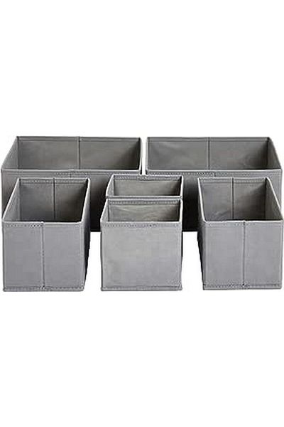 Generic Amazon Basics Cloth Drawer Storage Organizer Boxes, Set of 6, Gray
