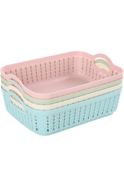 Lawazim سلال تخزين بلاستيكية متينة، مجموعة منظمات أرفف للمنزل والمطبخ والمكتب...