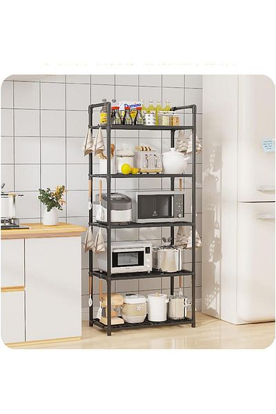 Generic Kitchen Shelving Unit,Storage Shelves Organizer with Side Hooks & Handle,Modular Garage Rack Storag