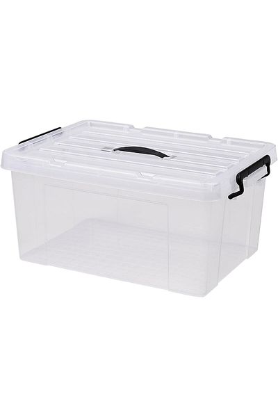 Generic Lawazim Storage Box - 33L - 53x38.5x24.5cm Transparent - Durable Plastic Organizer with Latching Li